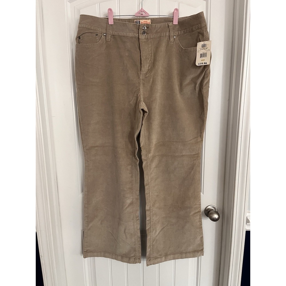 New Vintage Faded‎ Glory Womens Stretch Corduroy Beige Pants Plus 22W Boot Cut